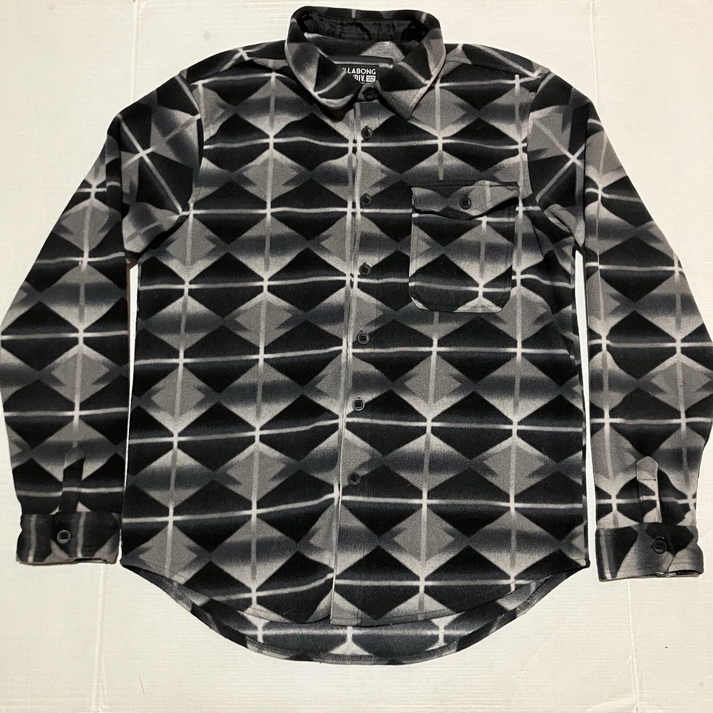 Billabong Adventure Division‎ Flannel Button Up Coat Large L Black Plaid Outdoor